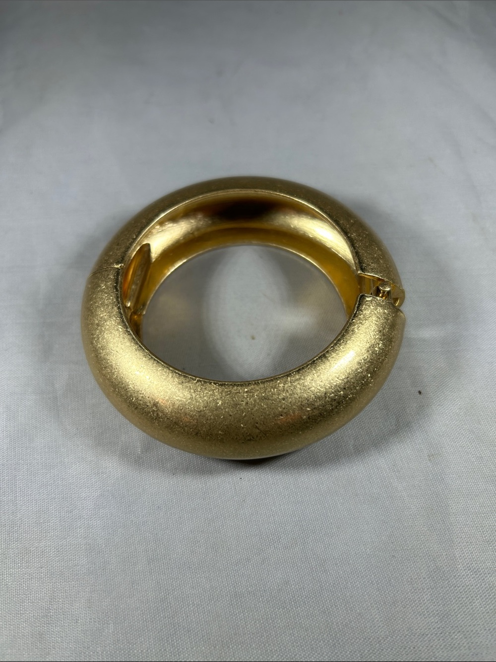 Chunky Gold-Tone Hinged Dome Bangle Bracelet